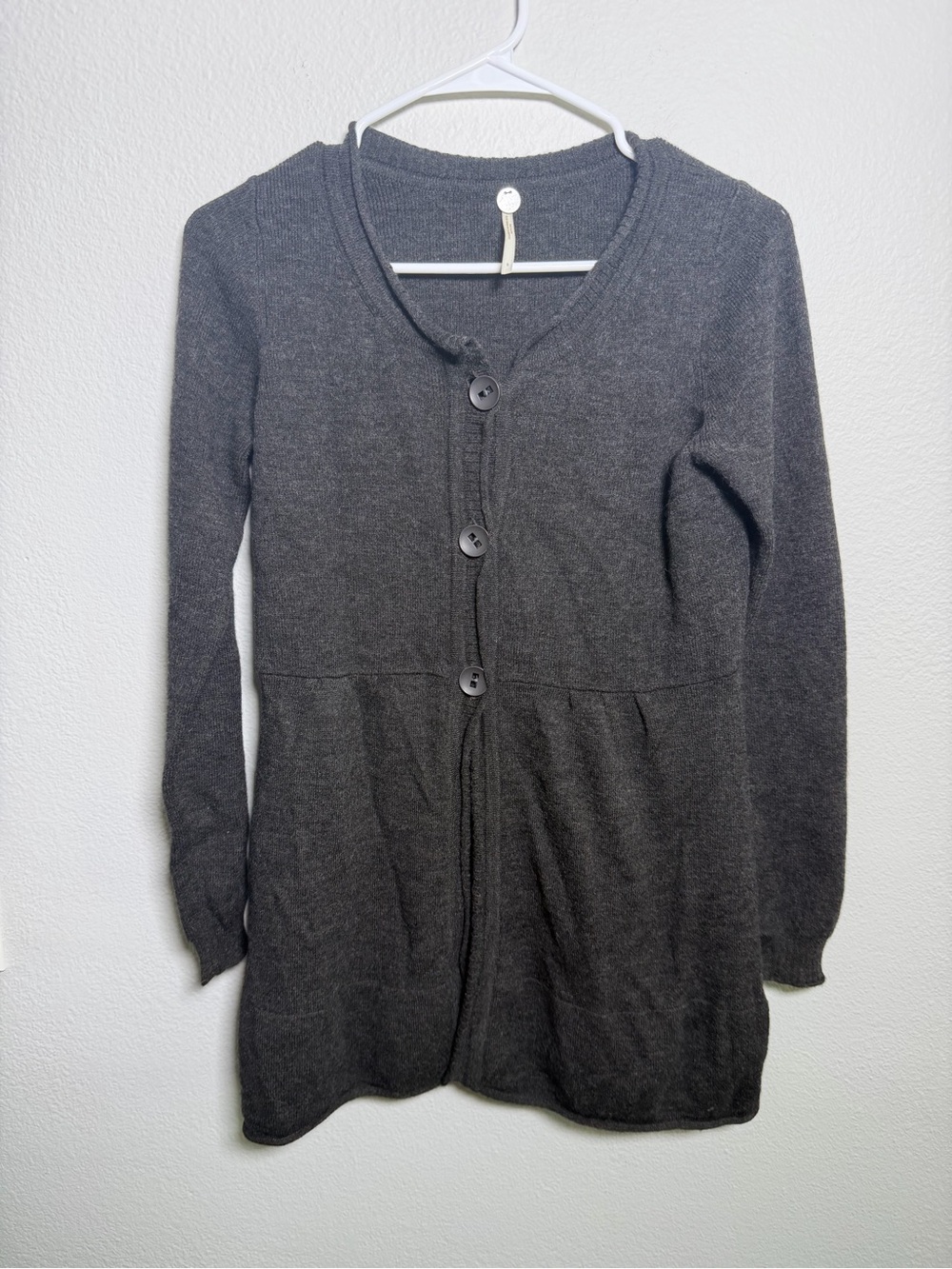 Margaret O'Leary Y2K Dark Gray Alpaca - Merino Wool Button-Front Knit Cardigan S